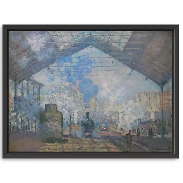 Canvas Art-Kirklands Home La Gare Saint-Lazare Framed Canvas Art Print Blue