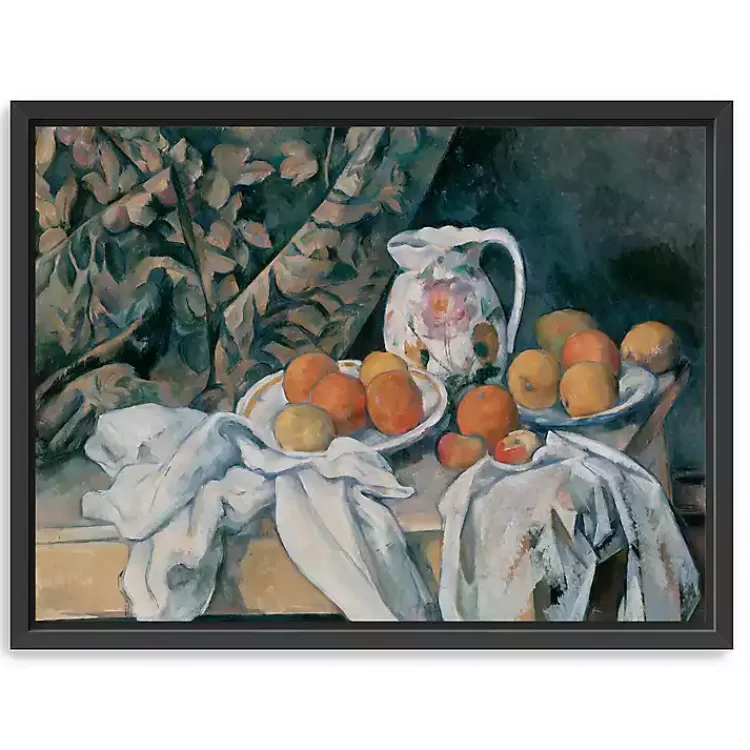 Canvas Art-Kirklands Home Still Life with a Curtain Framed Canvas Art Print Multi
