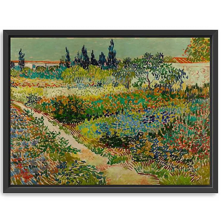 Canvas Art-Kirklands Home Flowering Garden Path Canvas Art Print, 42x32 in. Green