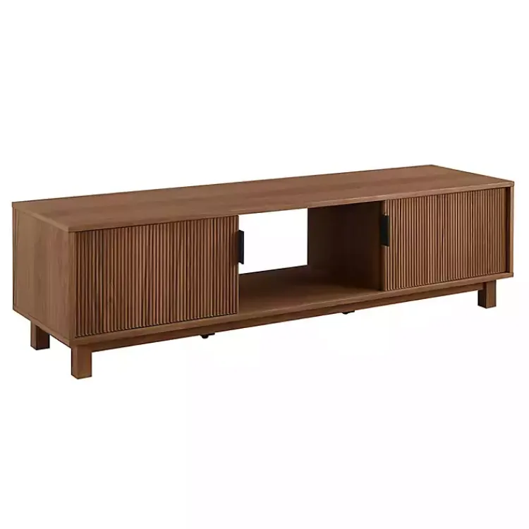 Tv Stands & Media Consoles-Kirklands Home Mocha Fluted 2-Door Compact TV Stand Brown