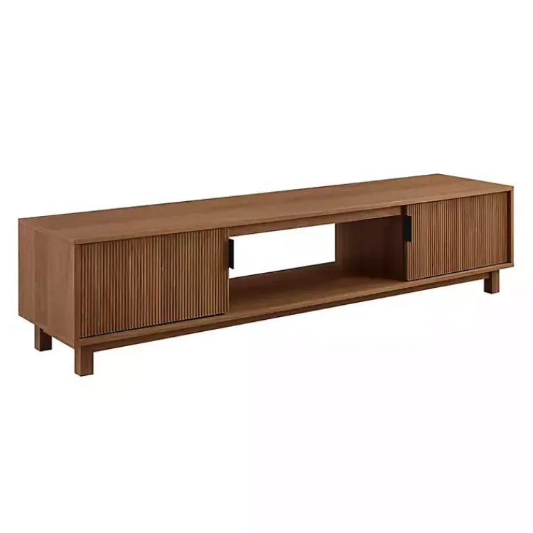 Tv Stands & Media Consoles-Kirklands Home Mocha Wood Fluted 2-Door TV Stand Brown