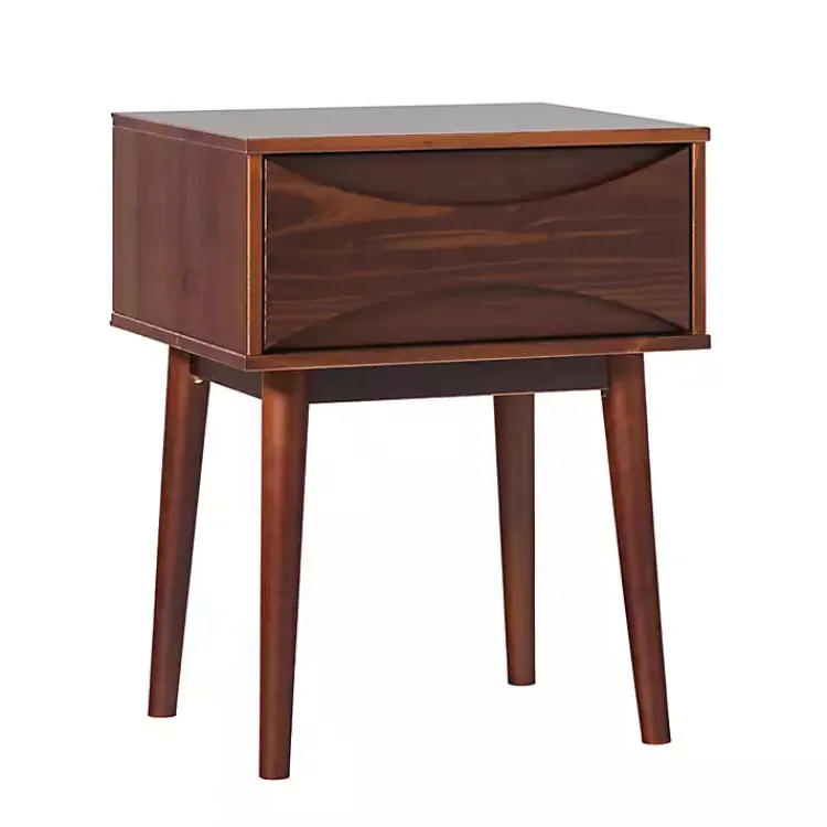 Nightstands-Kirklands Home Walnut Mid-Century Modern Nightstand Brown
