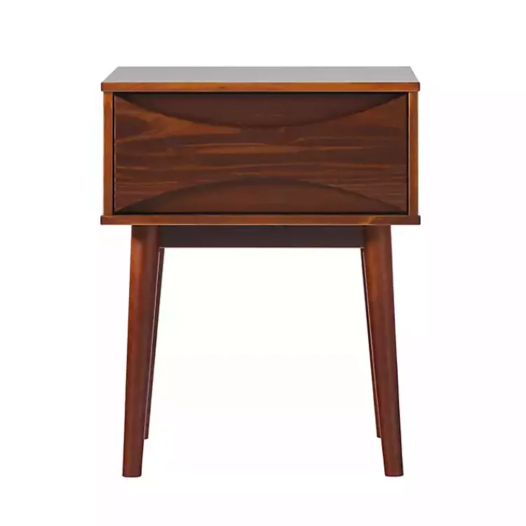 Nightstands-Kirklands Home Walnut Mid-Century Modern Nightstand Brown