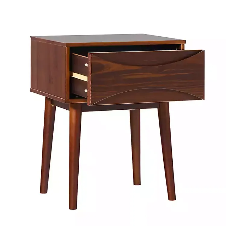 Nightstands-Kirklands Home Walnut Mid-Century Modern Nightstand Brown