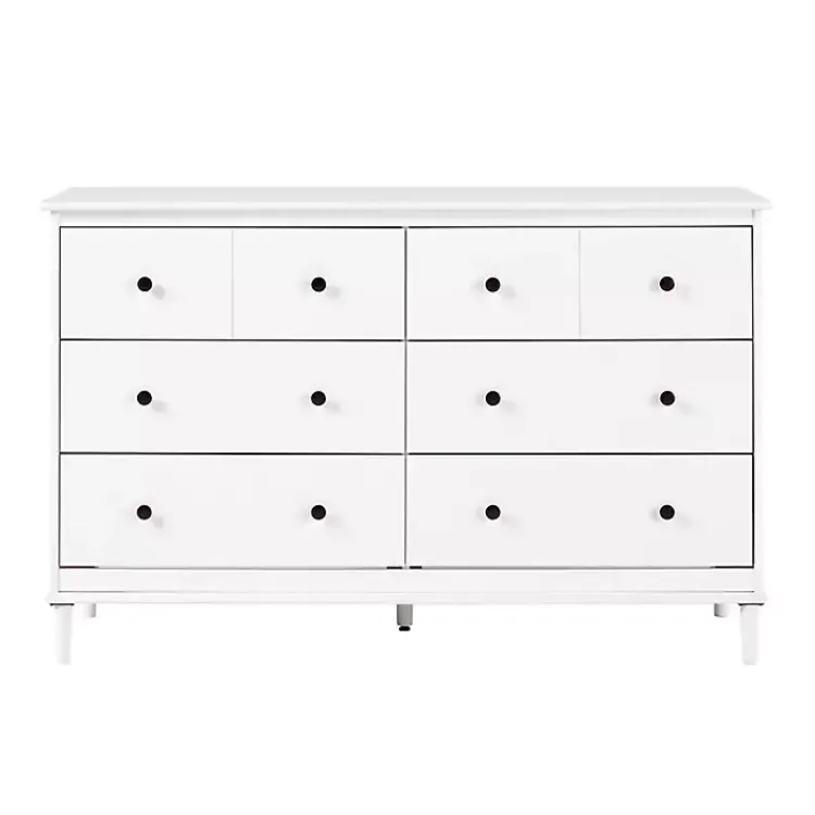 Dressers & Chests-Kirklands Home Pine 6-Drawer Modern Dresser White