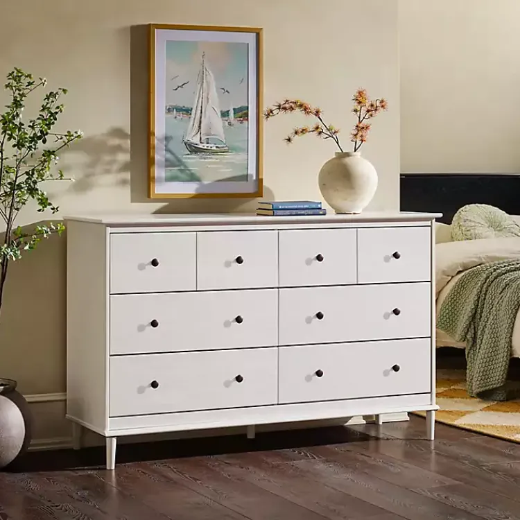 Dressers & Chests-Kirklands Home Pine 6-Drawer Modern Dresser White
