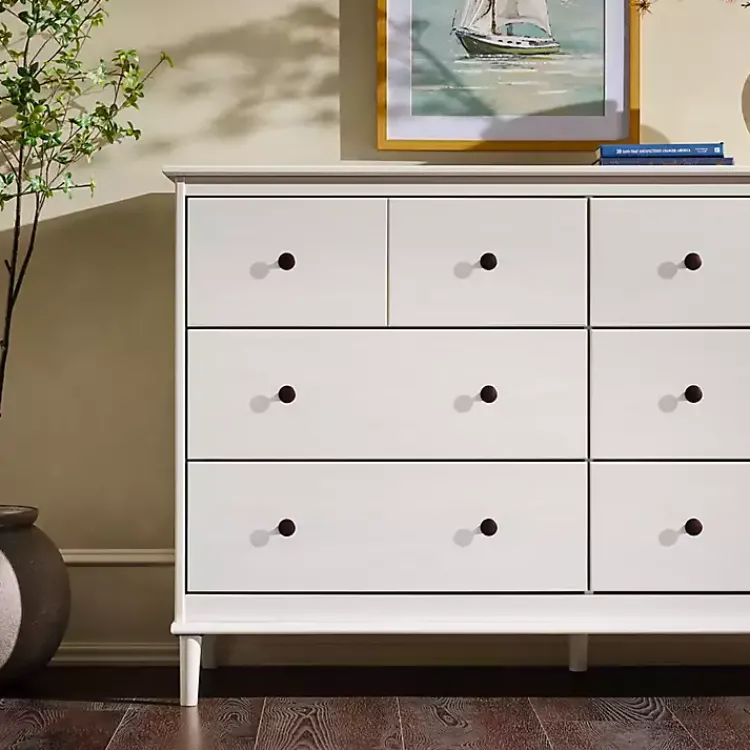 Dressers & Chests-Kirklands Home Pine 6-Drawer Modern Dresser White