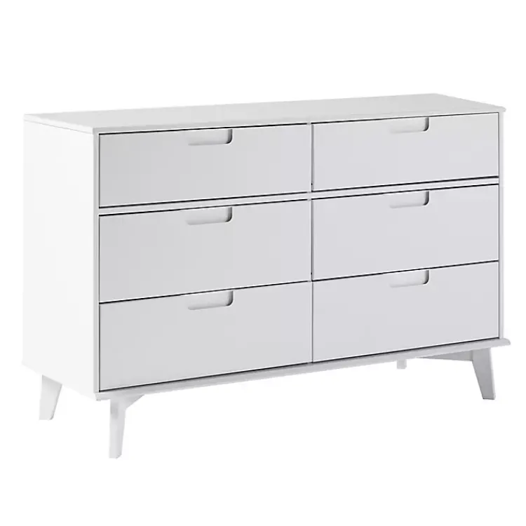 Dressers & Chests-Kirklands Home Grooved Handle 6-Drawer Dresser White
