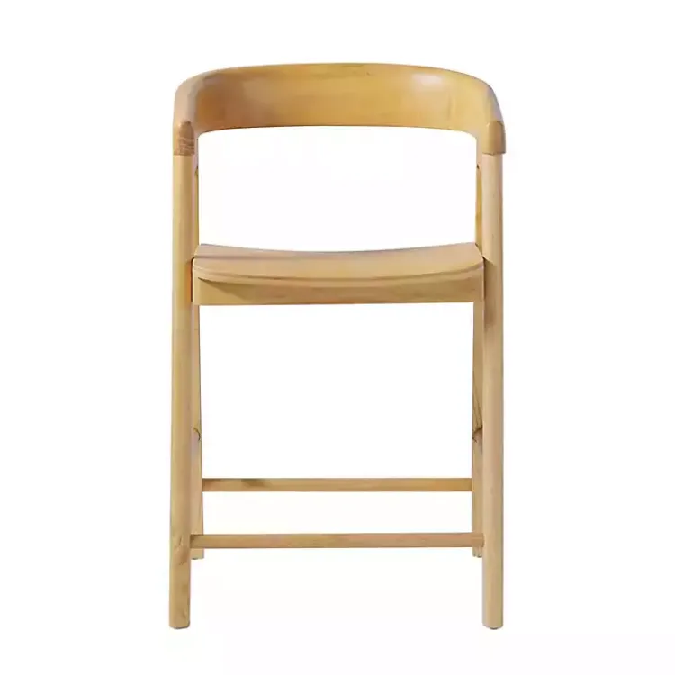 Bar Stools & Counter Height Stools-Kirklands Home Natural Wood Rounded Modern Counter Stool Tan