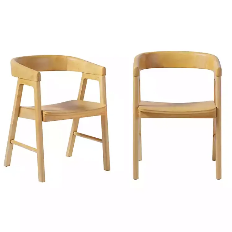 Dining Chairs-Kirklands Home Natural Rounded Modern Dining Chairs, Set of 2 Tan