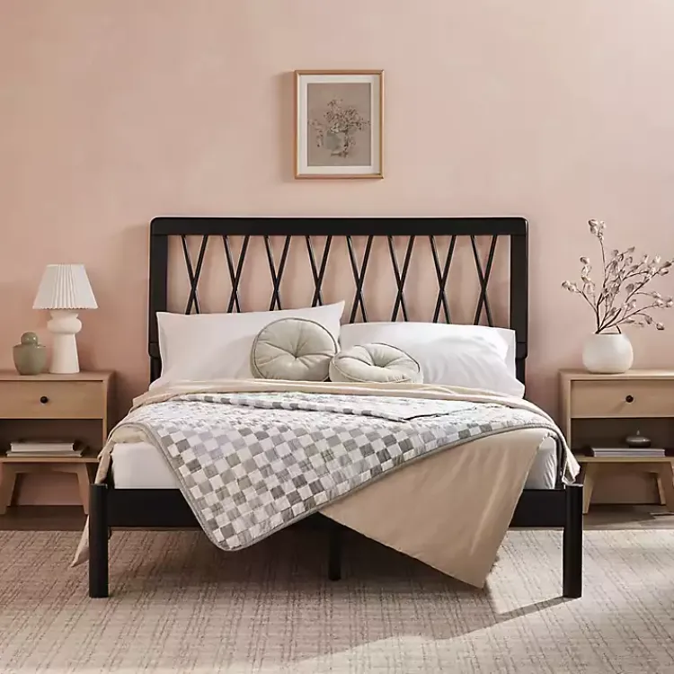 Beds & Headboards-Kirklands Home Wood Spindle Headboard Full Bed Black