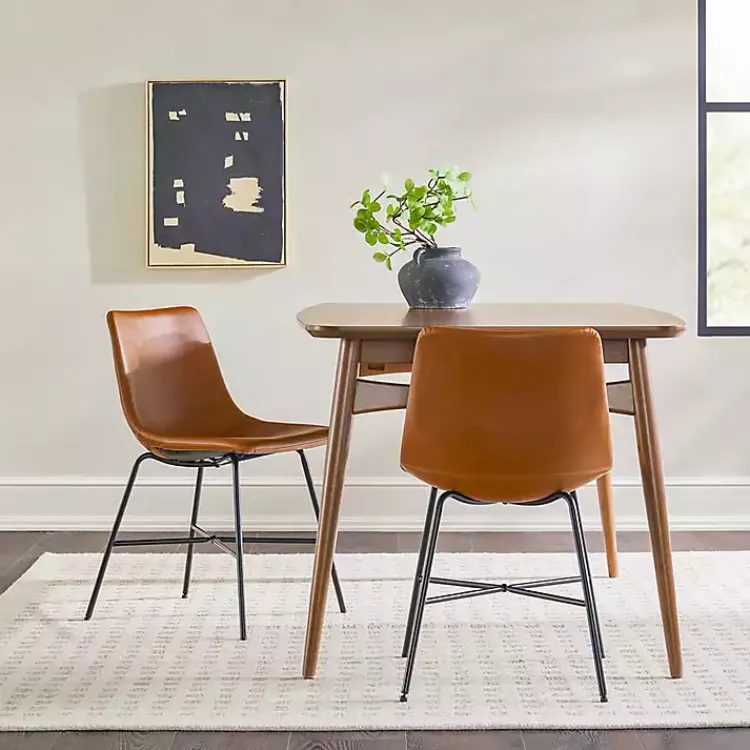 Dining Chairs-Kirklands Home Whiskey Faux Leather Scoop Dining Chairs, Set of 2 Brown