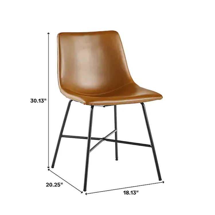 Dining Chairs-Kirklands Home Whiskey Faux Leather Scoop Dining Chairs, Set of 2 Brown