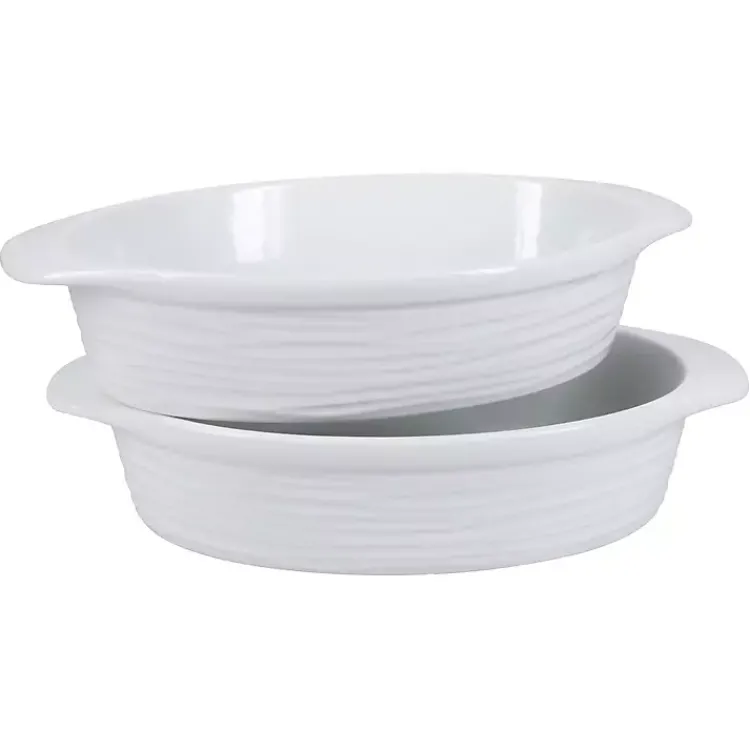 Bakeware & Cookware-Kirklands Home Ceramic Au Gratin Dishes, Set of 2 White