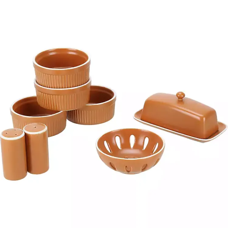Kitchen Accessories-Kirklands Home Tempo Terracotta 7-pc. Countertop Accessory Set Brown