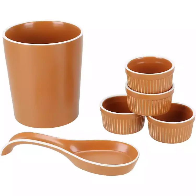 Kitchen Accessories-Kirklands Home Tempo Terracotta 6-pc. Countertop Accessory Set Brown