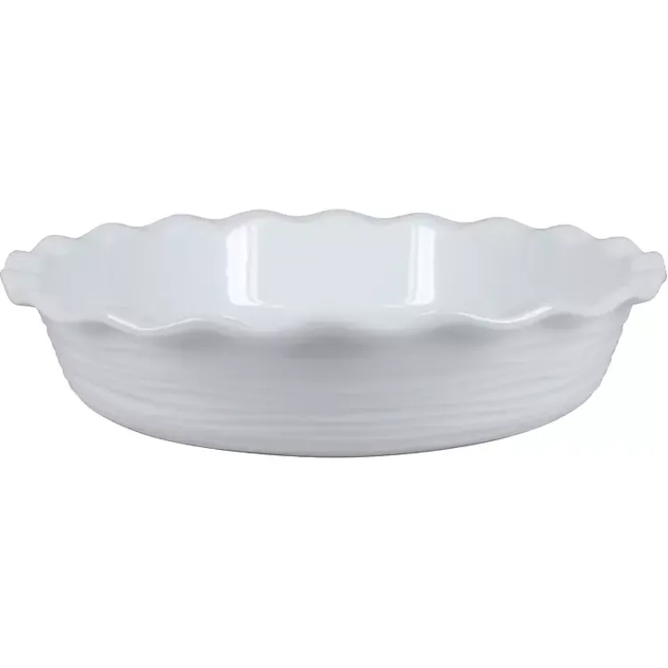 Bakeware & Cookware-Kirklands Home Ceramic Scalloped Pie Dish White