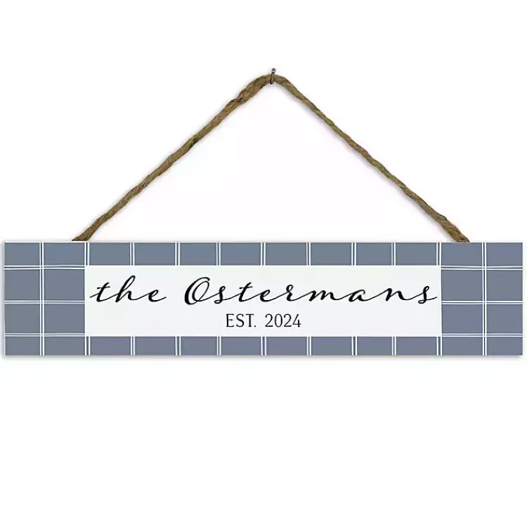Wall Quotes & Signs-Kirklands Home Personalized Family Blue Plaid Wall Plaque