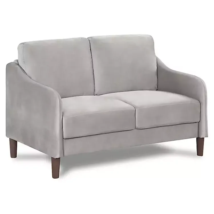 Sofas & Loveseats-Kirklands Home Velvet Upholstered Modern Loveseat Gray