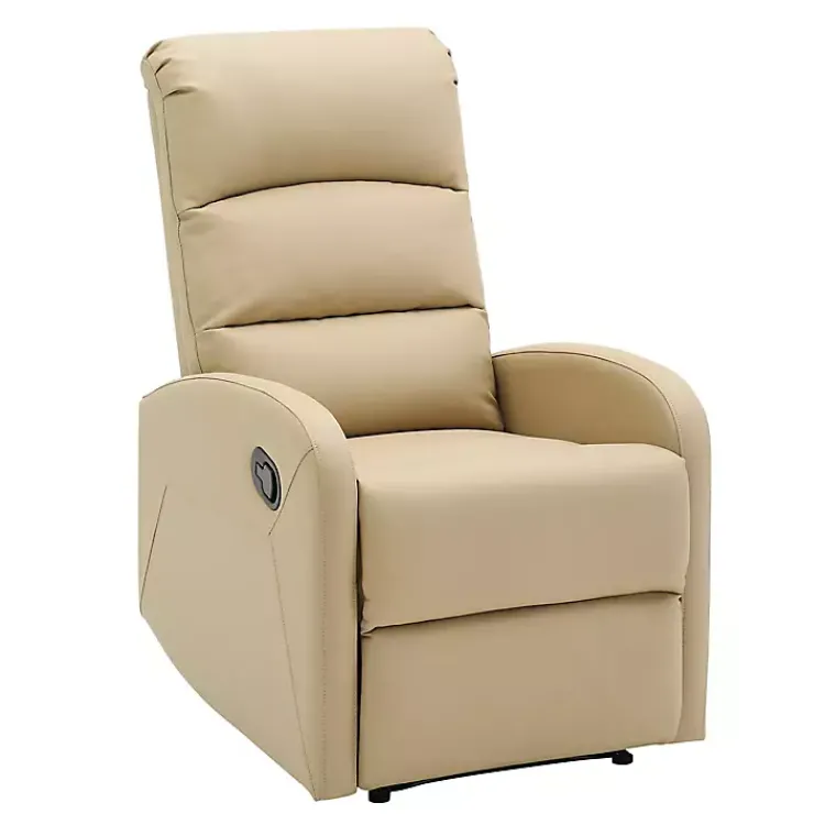 Accent Chairs-Kirklands Home Faux Leather Dormi Recliner Tan