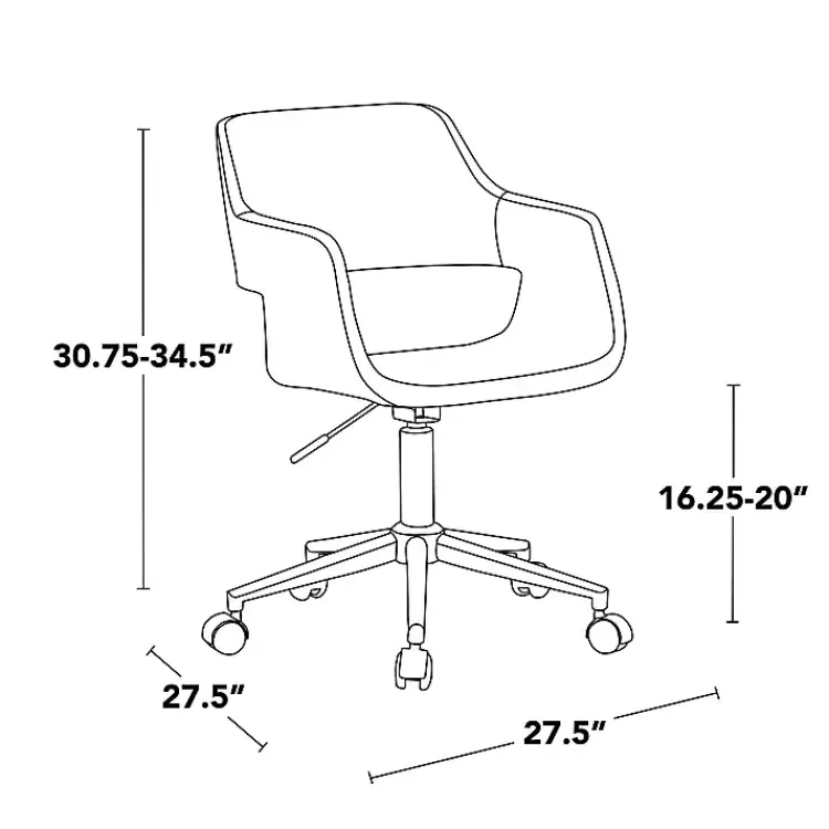 Office Furniture-Kirklands Home Faux Leather & Gold Marshall Office Chair Brown