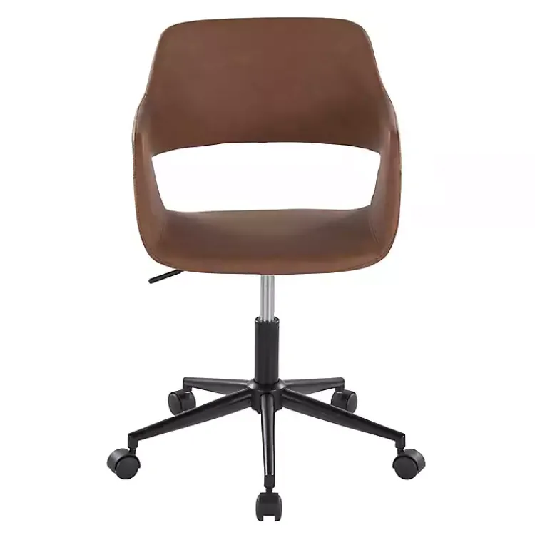 Office Furniture-Kirklands Home Faux Leather & Black Marshall Office Chair Brown