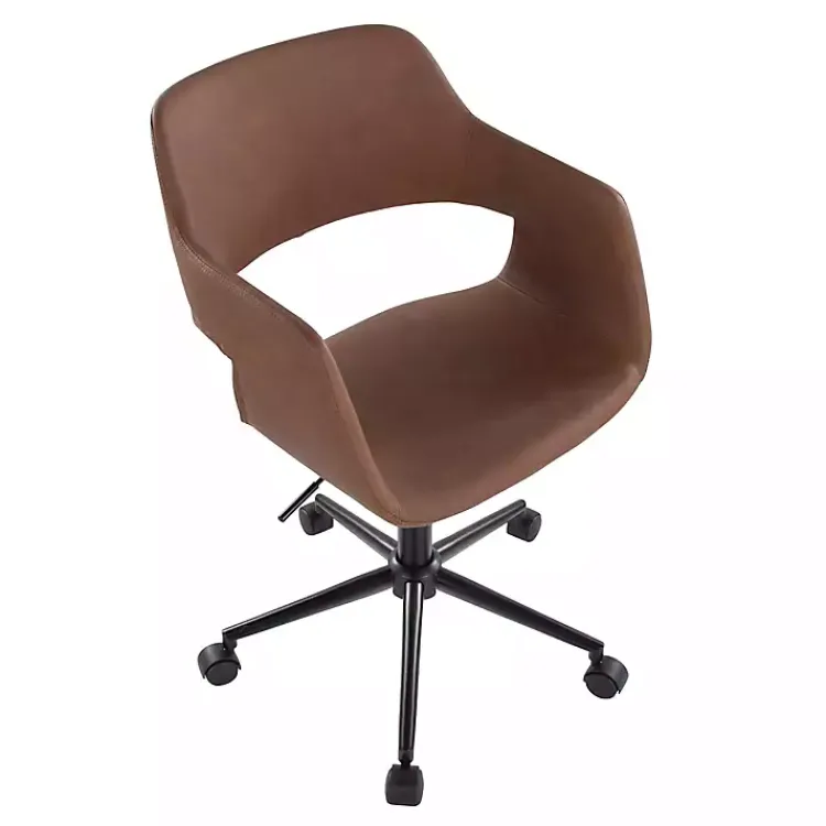 Office Furniture-Kirklands Home Faux Leather & Black Marshall Office Chair Brown
