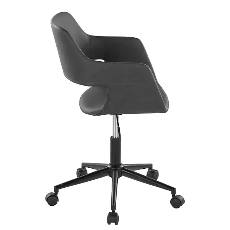 Office Furniture-Kirklands Home Faux Leather & Black Marshall Office Chair Gray