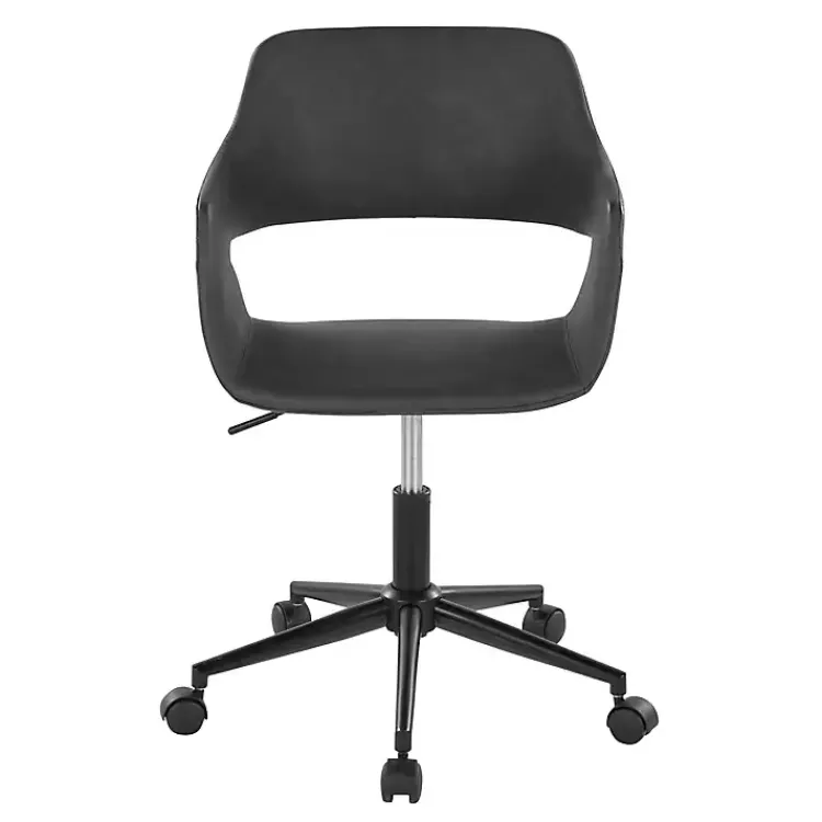 Office Furniture-Kirklands Home Faux Leather & Black Marshall Office Chair Gray