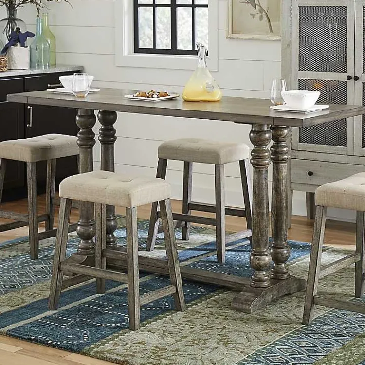 Bar Stools & Counter Height Stools-Kirklands Home Cream Upholstered Chandler Counter Stools, Set of Ivory