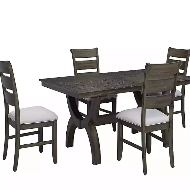 Dining Chairs-Kirklands Home Rustic Brown Slat Back Dining Chairs, Set of 2 Gray