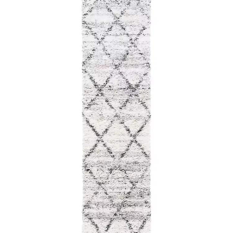 Area Rugs-Kirklands Home Gray and Ivory Fontana Shag Runner, 2x8