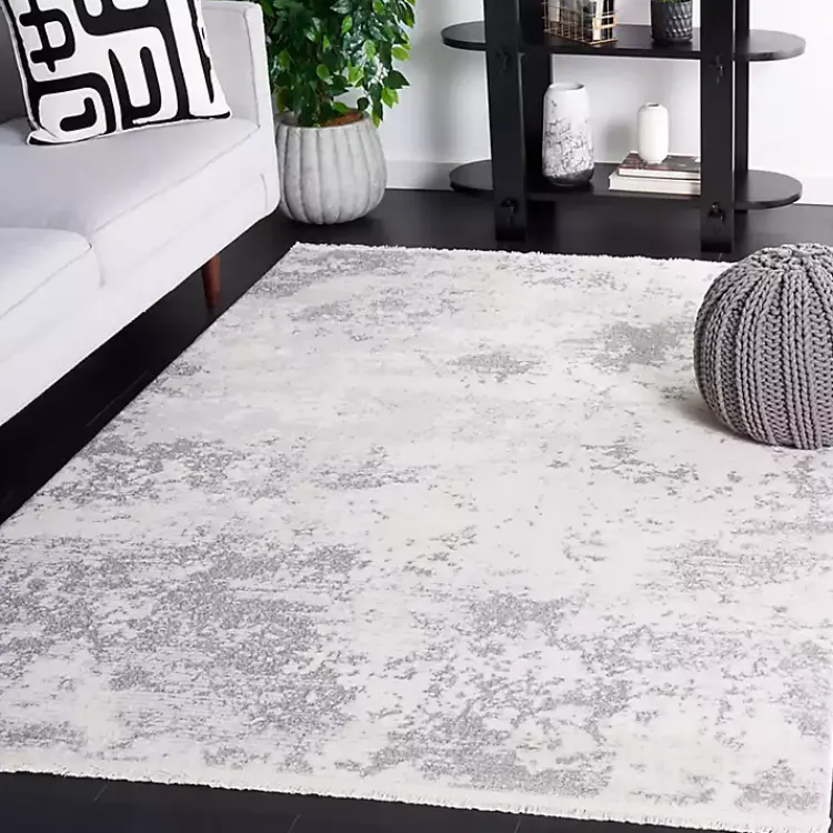 Area Rugs-Kirklands Home Gray and Ivory Whisper Abstract Area Rug, 5x7