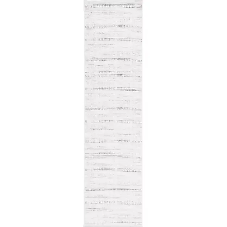 Area Rugs-Kirklands Home Gray and Ivory Whisper Striated Runner, 2x8