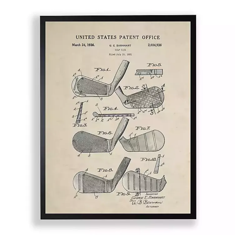 Framed Art-Kirklands Home Golf Club Patent Framed Art Print