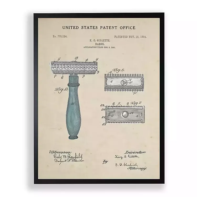 Framed Art-Kirklands Home Razor Patent Framed Art Print
