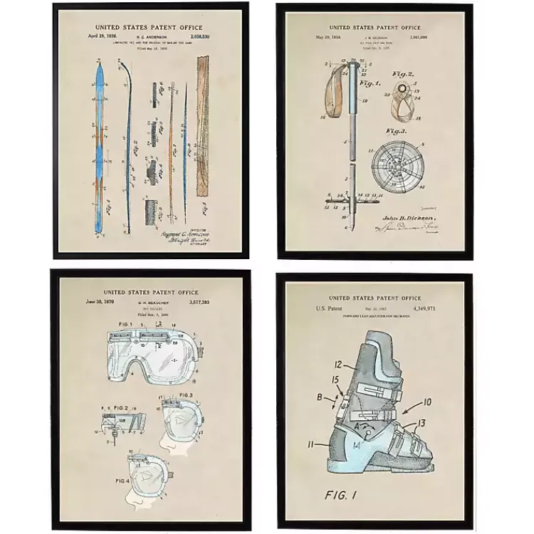 Framed Art-Kirklands Home Snow Skiing Patents Framed Art Prints Multi