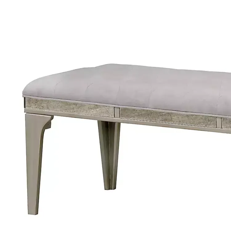 Dining Chairs-Kirklands Home Tufted Upholstered Silver Dining Bench Gray