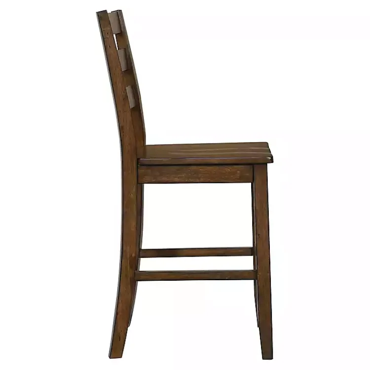 Bar Stools & Counter Height Stools-Kirklands Home Rustic Oak Wood Quinby Counter Stools, Set of 2 Brown