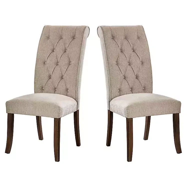 Dining Chairs-Kirklands Home Beige Tufted Landon Dining Chairs, Set of 2 Tan