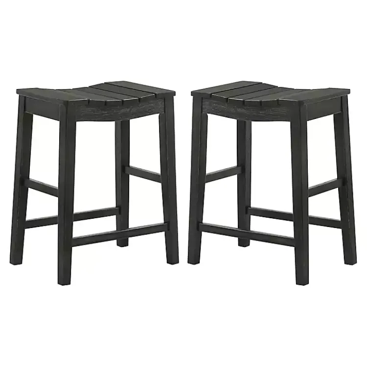 Bar Stools & Counter Height Stools-Kirklands Home Wood Whitcombe Counter Stools, Set of 2 Black