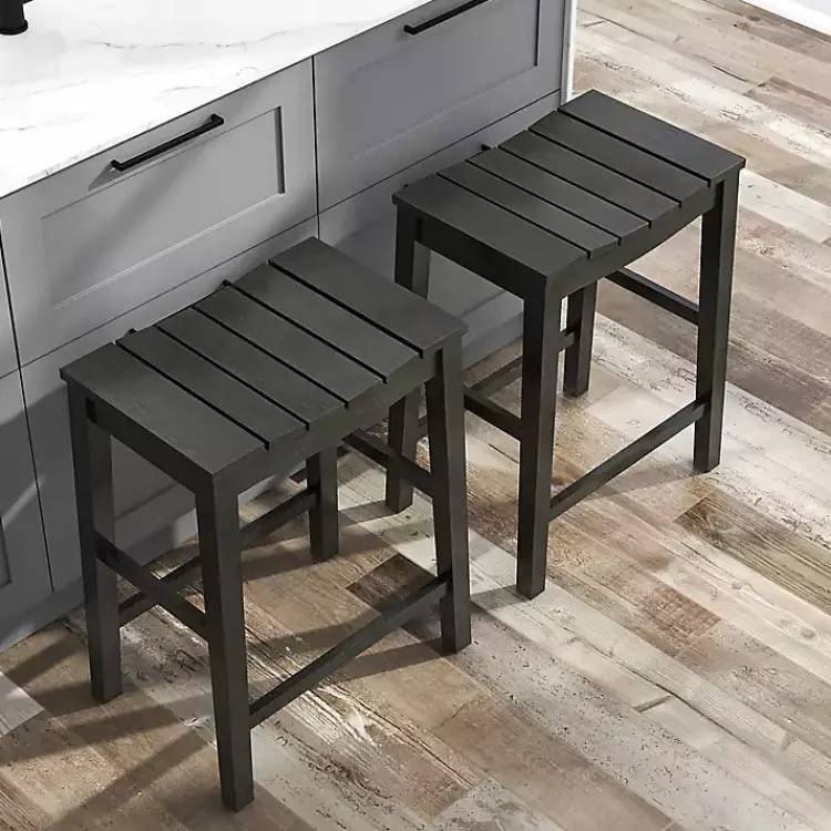 Bar Stools & Counter Height Stools-Kirklands Home Wood Whitcombe Counter Stools, Set of 2 Black