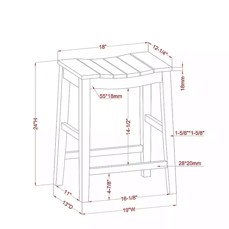 Bar Stools & Counter Height Stools-Kirklands Home Wood Whitcombe Counter Stools, Set of 2 Black
