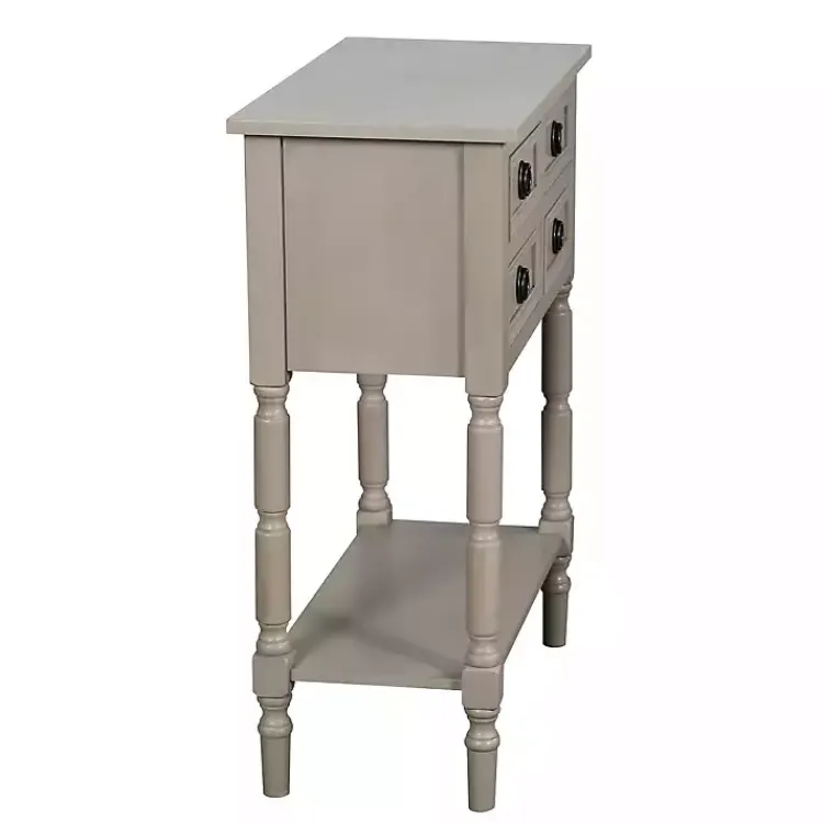Console Tables-Kirklands Home Light Wood 4-Drawer Barrett Console Table Gray