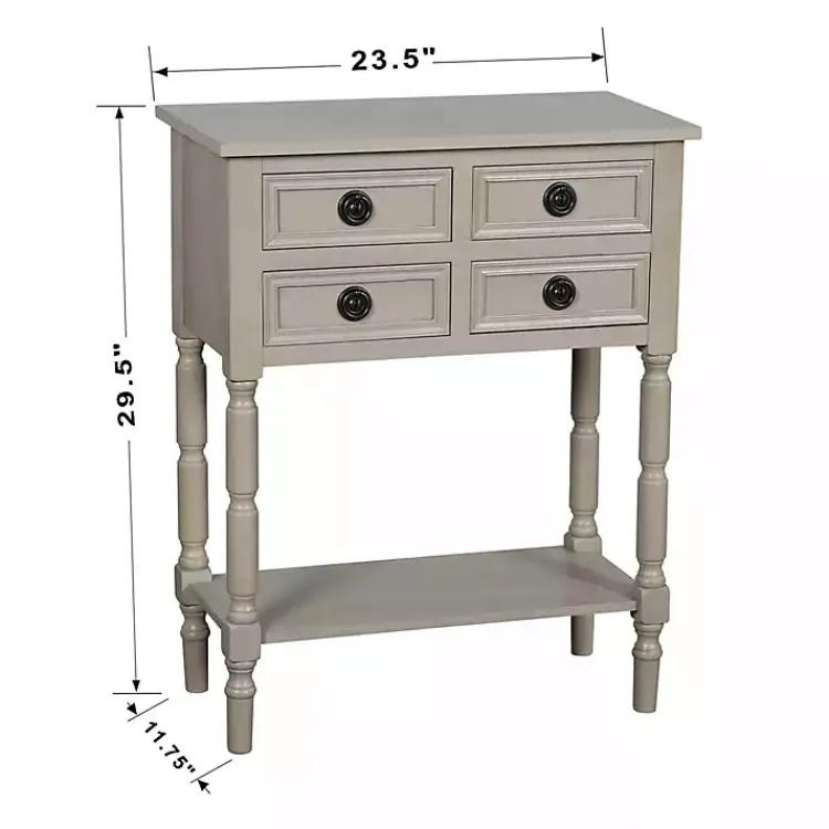 Console Tables-Kirklands Home Light Wood 4-Drawer Barrett Console Table Gray