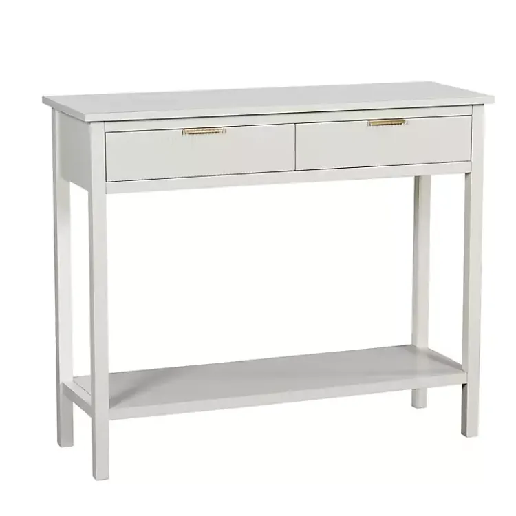 Console Tables-Kirklands Home Ribbed Wood 2-Drawer Colleen Console Table White
