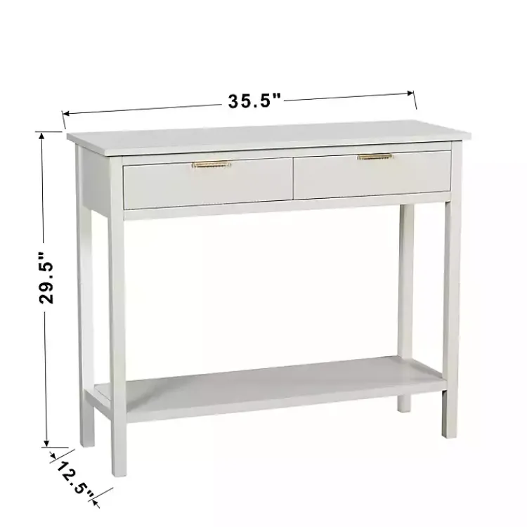 Console Tables-Kirklands Home Ribbed Wood 2-Drawer Colleen Console Table White