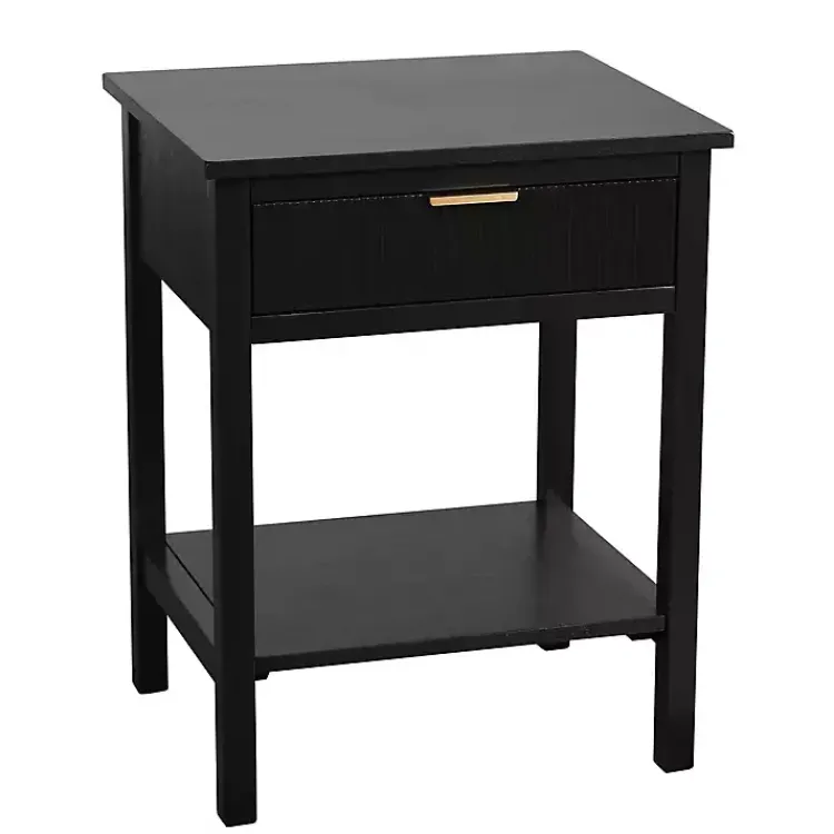 Accent & End Tables-Kirklands Home Ribbed Wood Colleen Accent Table Black