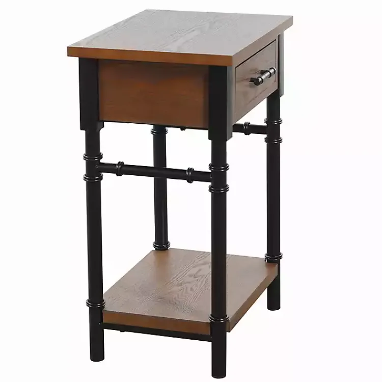 Accent & End Tables-Kirklands Home Brown Wood and Black Metal Ruth Accent Table