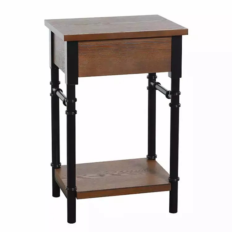 Accent & End Tables-Kirklands Home Brown Wood and Black Metal Ruth Accent Table